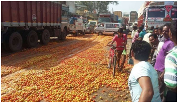FARMERS DUMP PRODUCE ON ROADS IN PUNJAB
